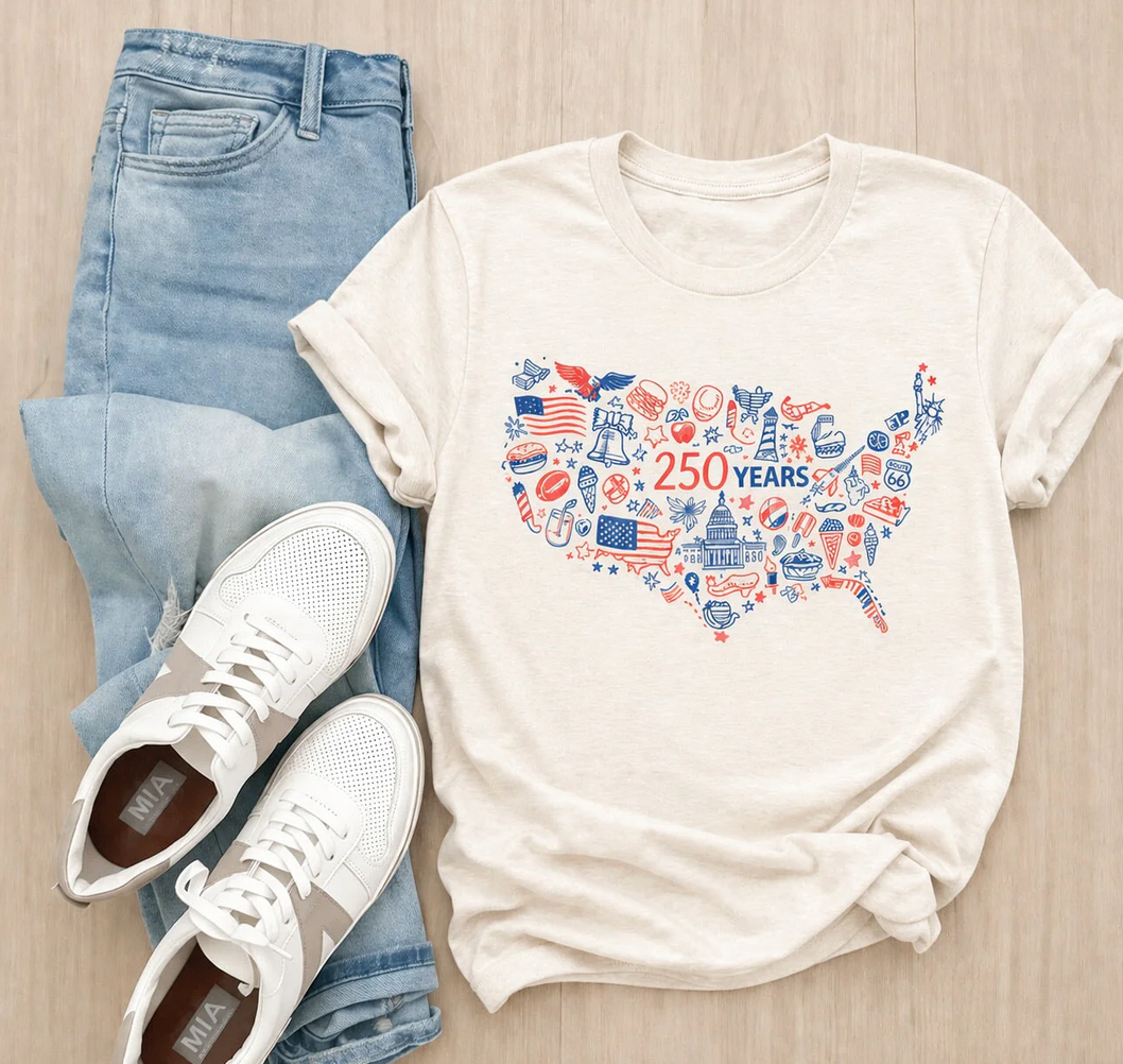 PREORDER: USA map sketch heavyweight tee