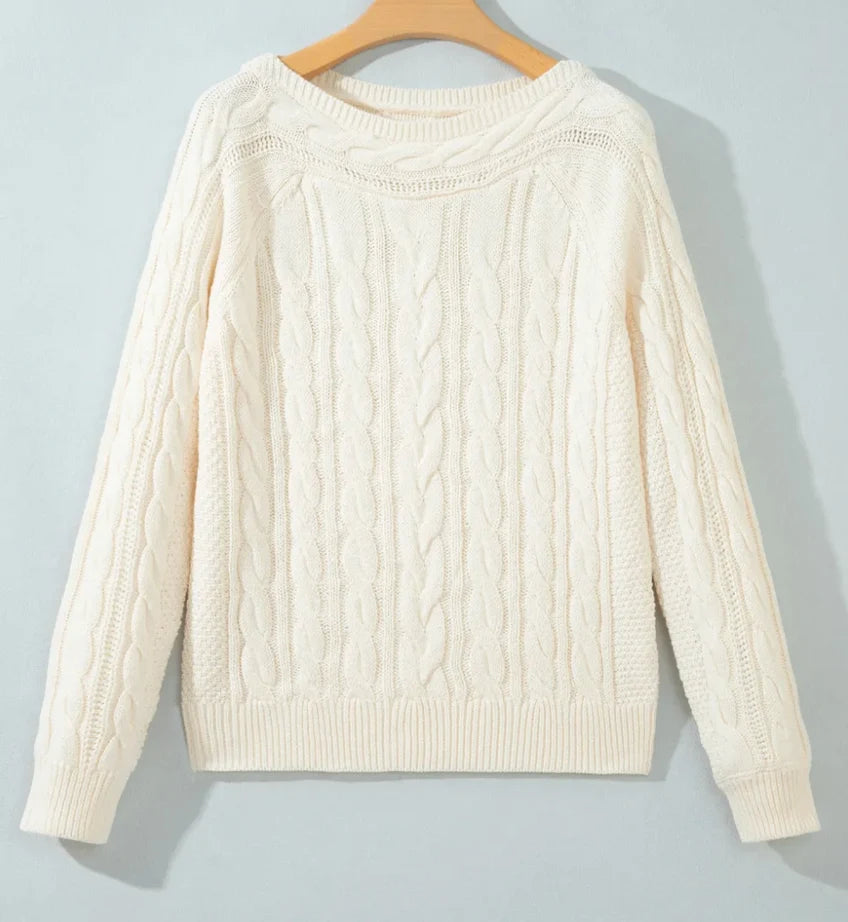 PREORDER: Beige Cable Knit Sweater
