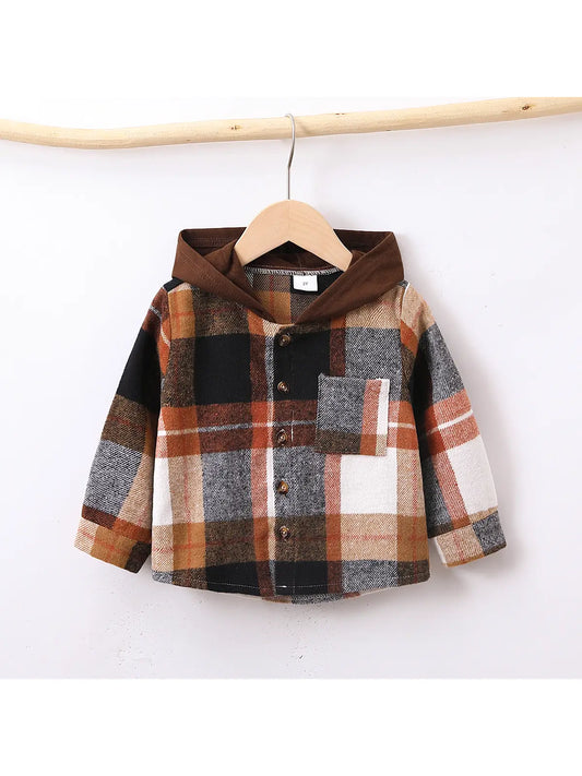 PREORDER: Toddler Plaid Patch Pocket Button Front Jacket