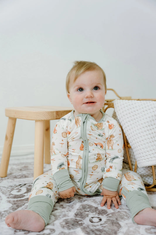 PREORDER: Woodland Romp Sleeper with Fold-Over Cuffs