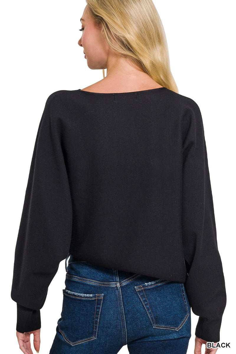 PREORDER: Zenana Viscose Asymmetric Hem and Sleeve Sweater