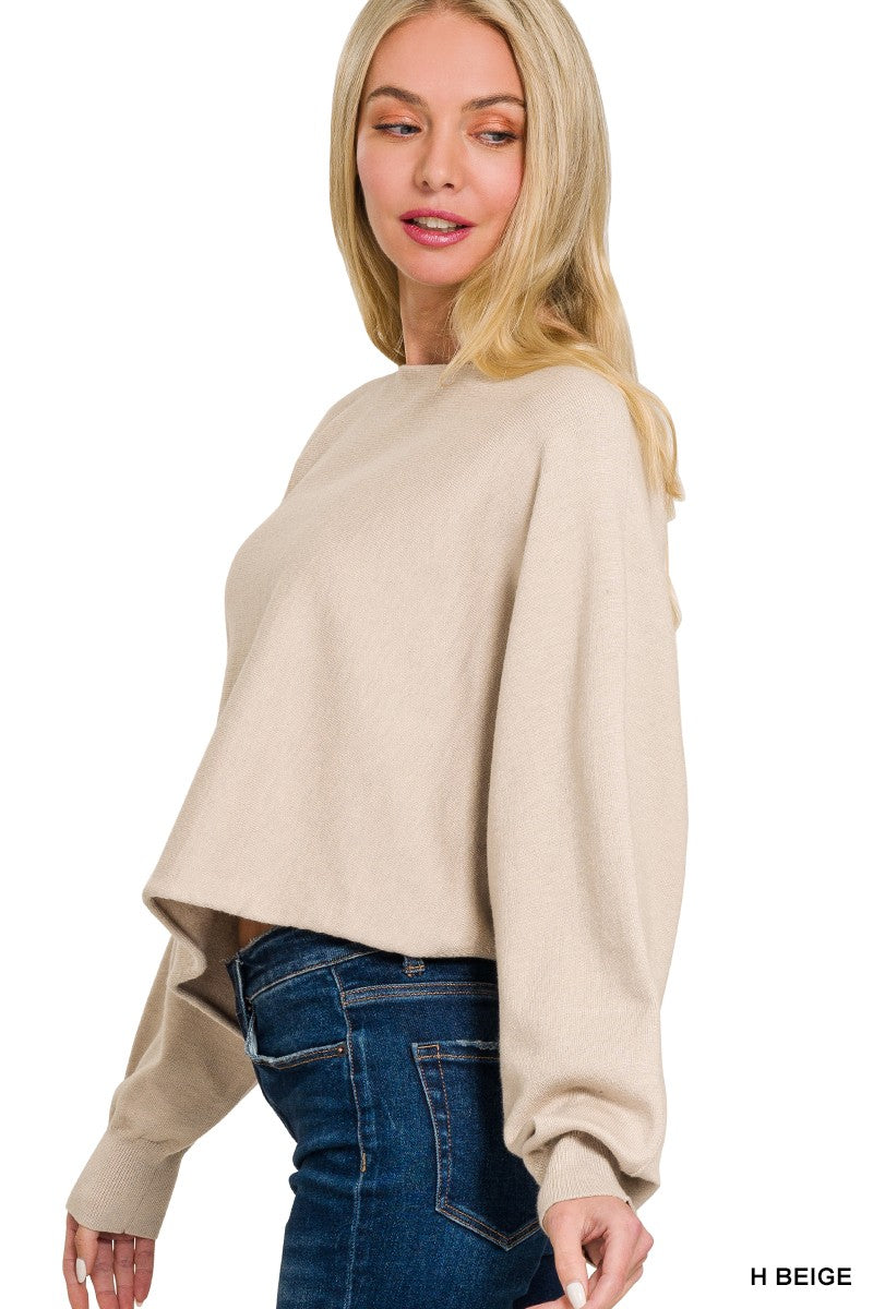 PREORDER: Zenana Viscose Asymmetric Hem and Sleeve Sweater