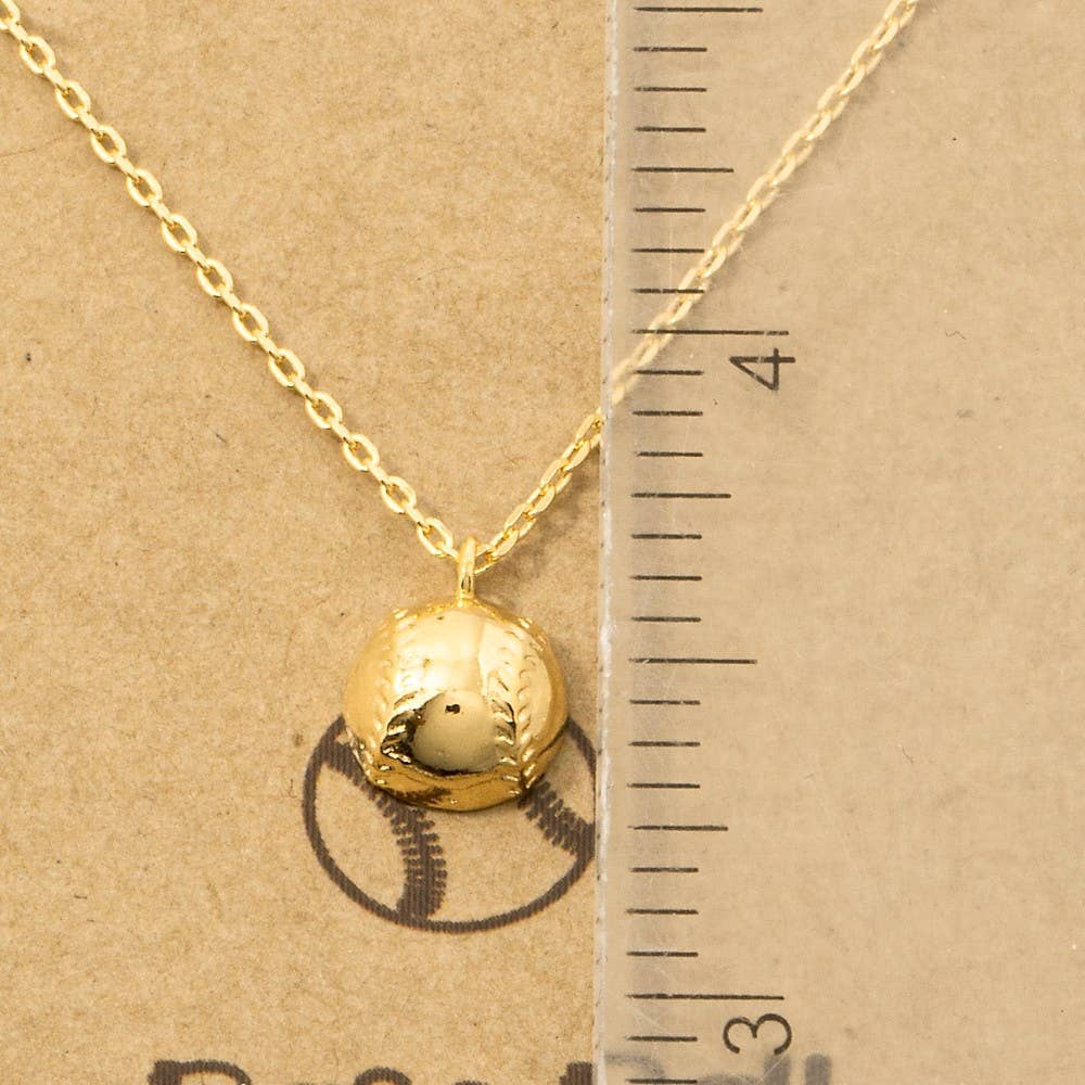 Game Day Gold Dipped Half Baseball Pendant Necklace