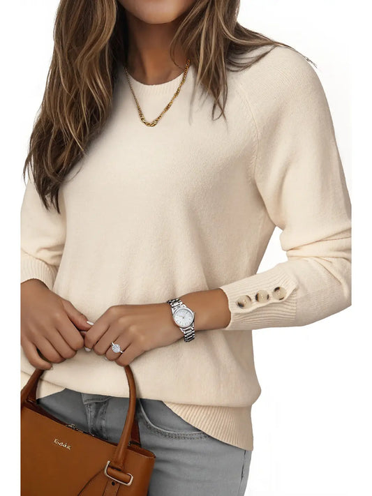 PREORDER:Buttoned Bishop Sleeve Sweater