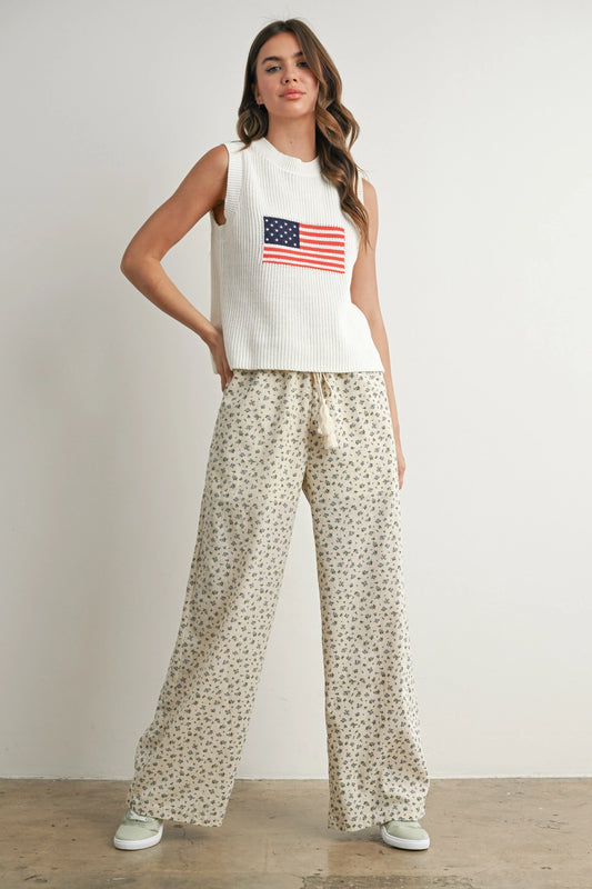 PREORDER: Flag Print Knitted Sleeveless Sweater