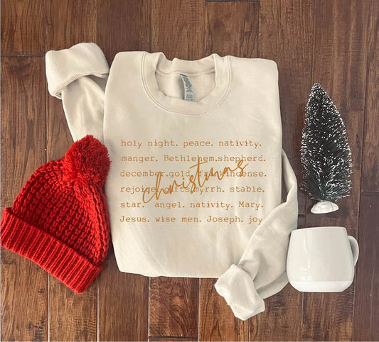 PREORDER: Christmas Words Sweatshirt (Nativity)