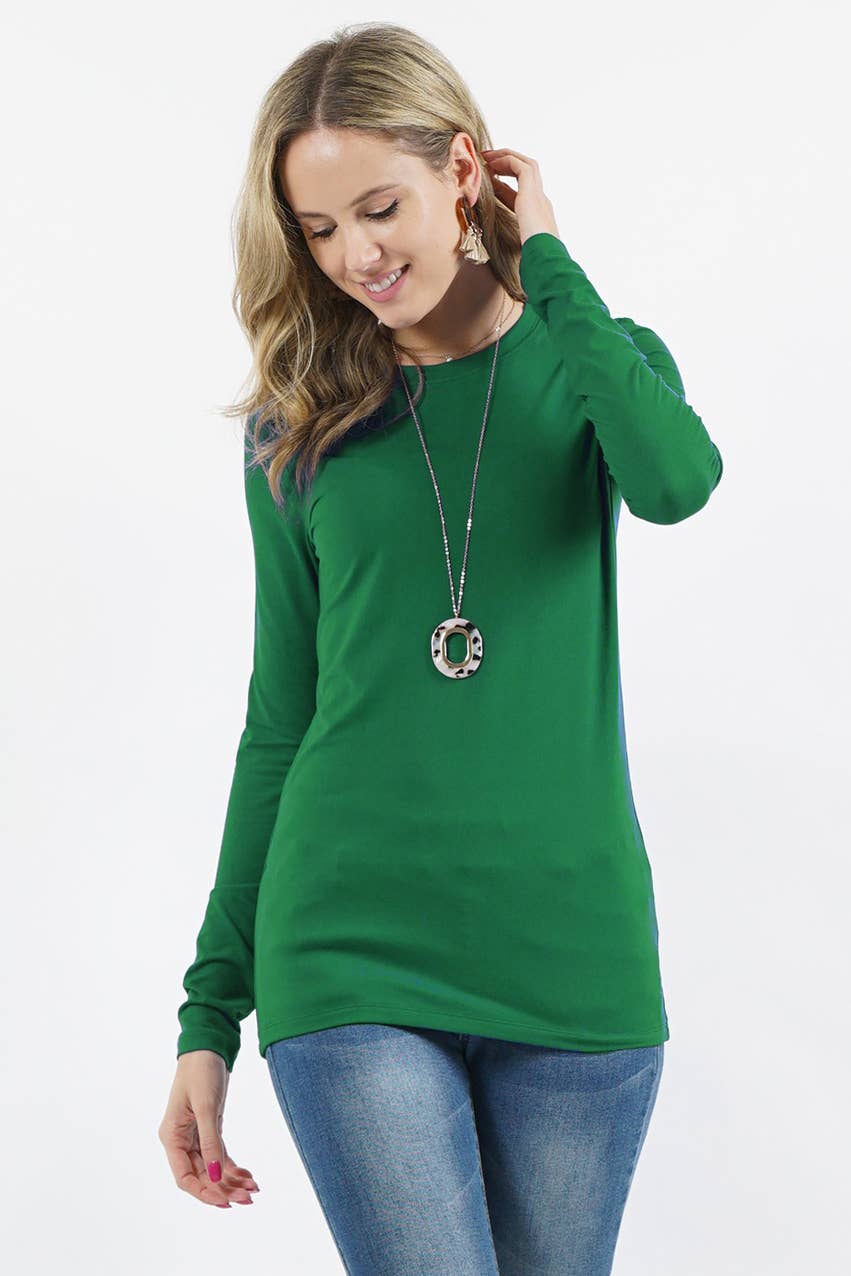 `Brushed Microfiber Long Sleeve Tee Zenana