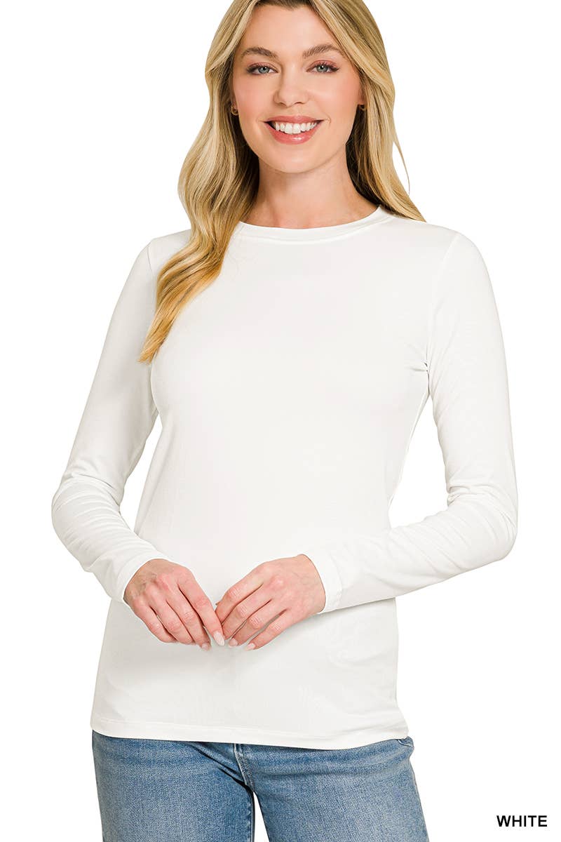 `Brushed Microfiber Long Sleeve Tee Zenana