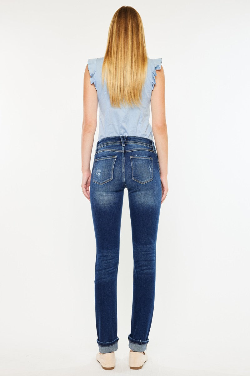 PREORDER: KanCan Cuffed Skinny Straight Leg Jeans