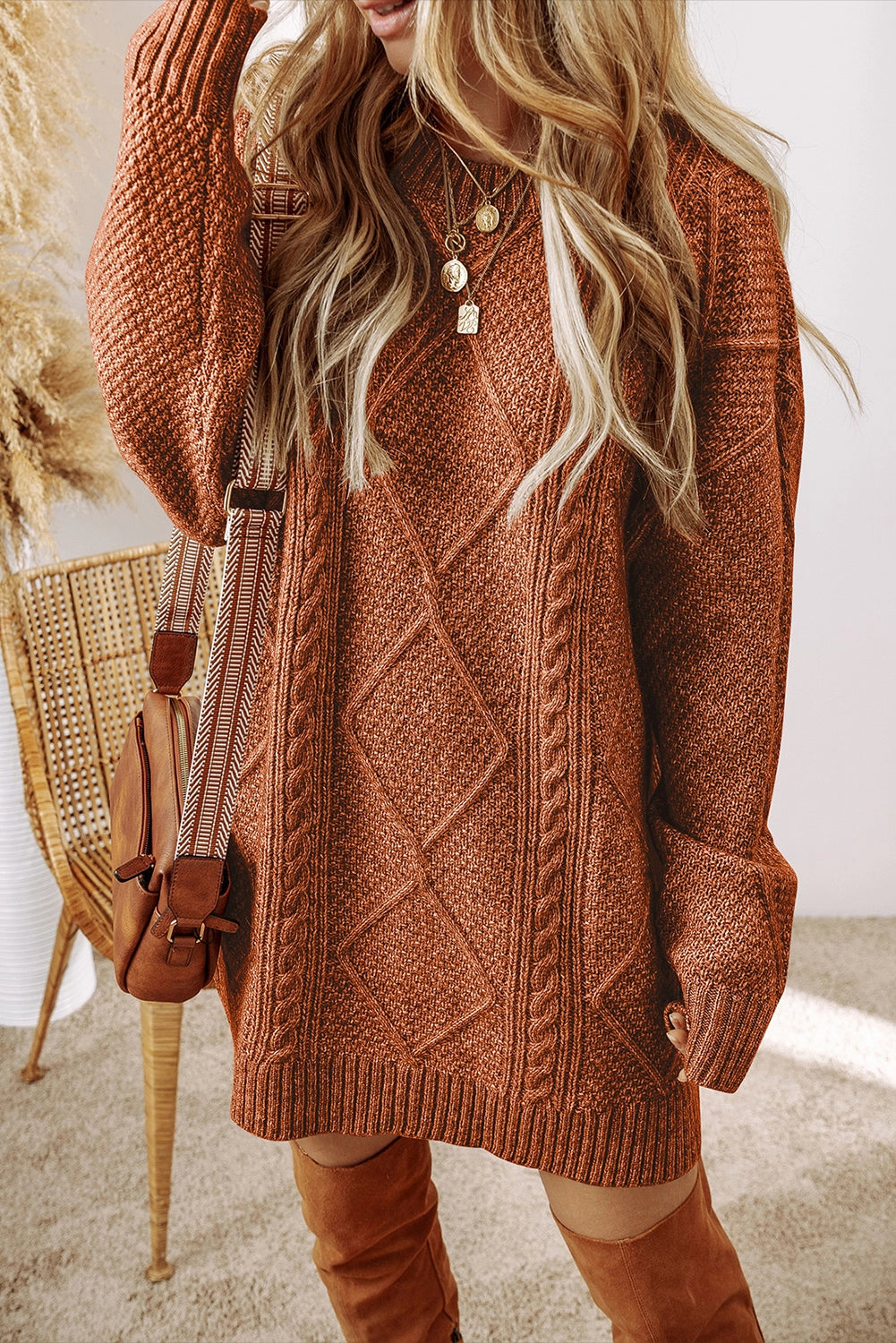 PREORDER: Cable Knit Sweater Dress