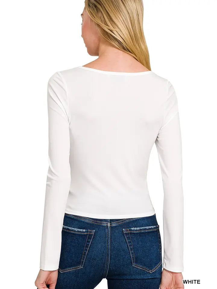 PREORDER: Square Neck Fitted Long Sleeve Tee