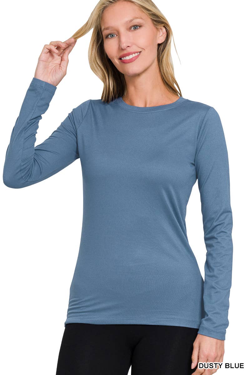 `Brushed Microfiber Long Sleeve Tee Zenana