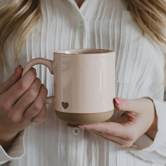 PREORDER: Heart Pink Stoneware Coffee Mug - Valentine's Day Gift