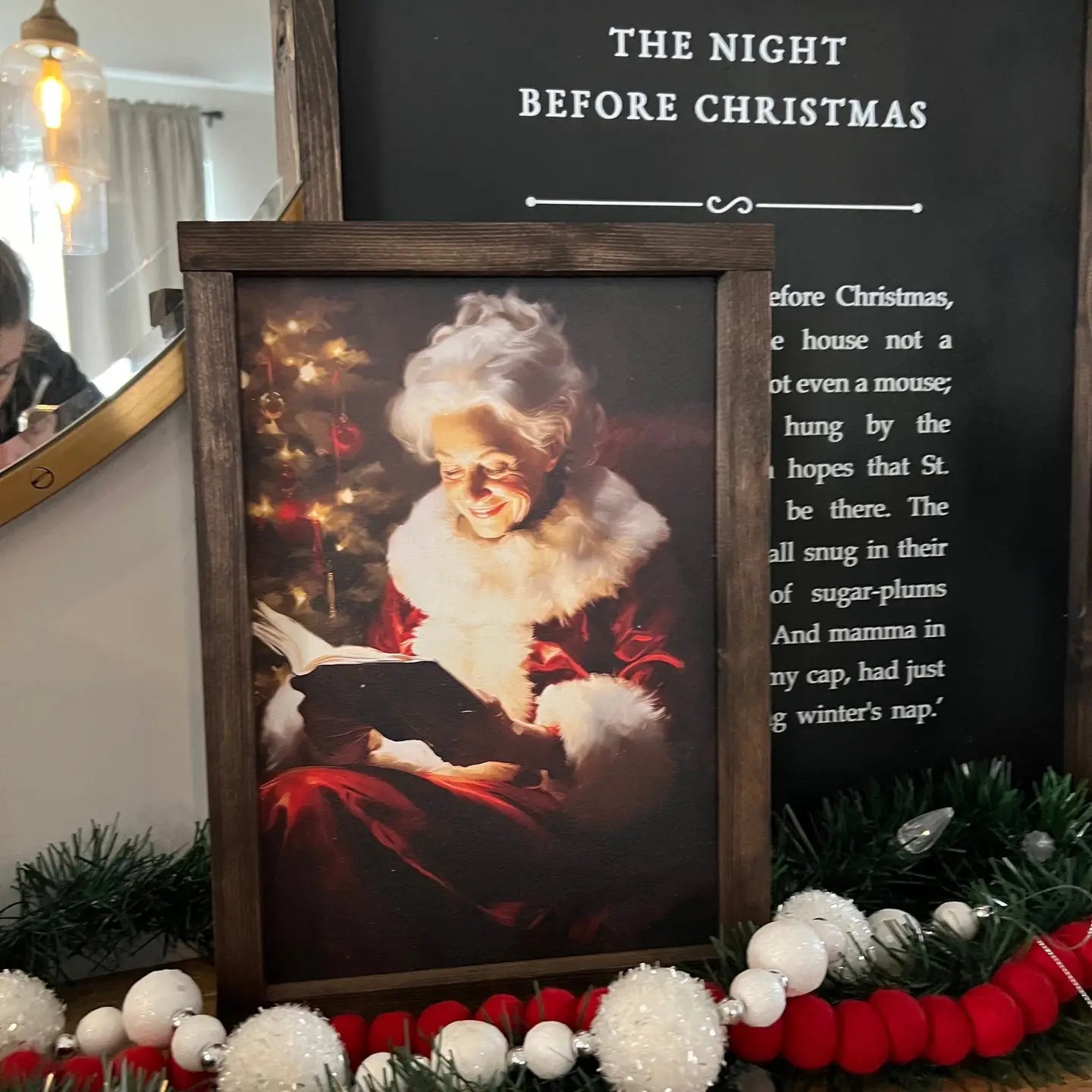 PREORDER: Vintage Santa or Mrs. Clause Reading Wood Sign
