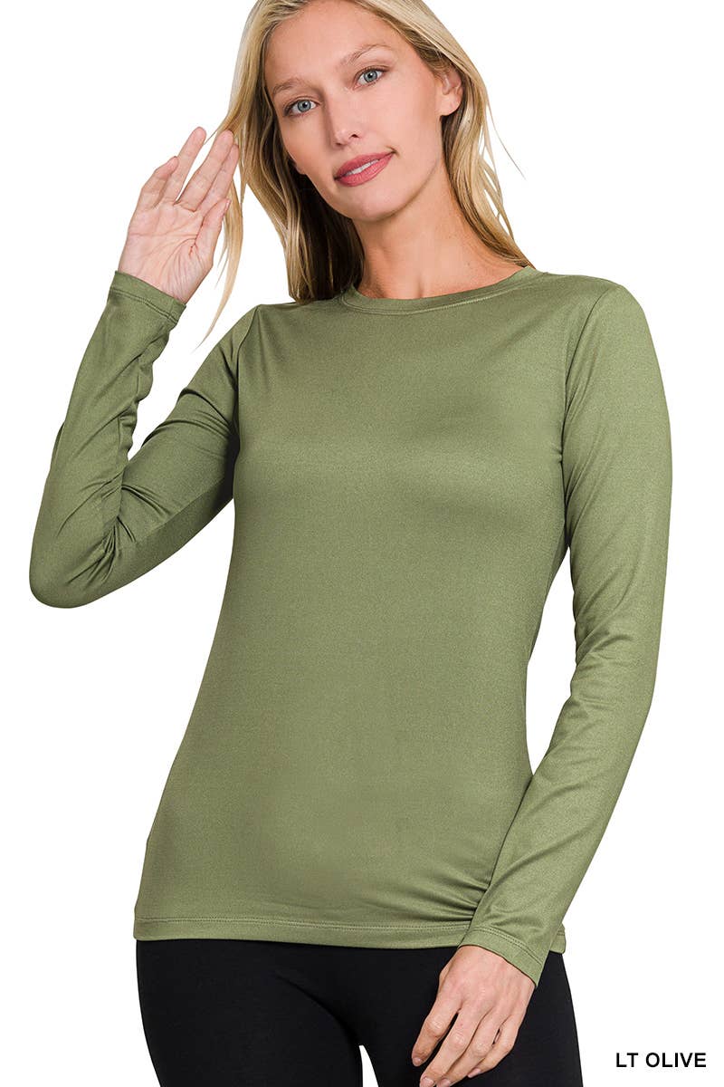 `Brushed Microfiber Long Sleeve Tee Zenana