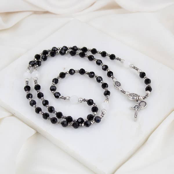 Miracles Rosary Wrap - Silver / Black