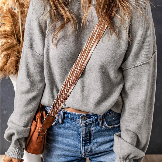 PREORDER: Brielle Turtleneck Drop Shoulder Bubble Sleeve Knit Sweater