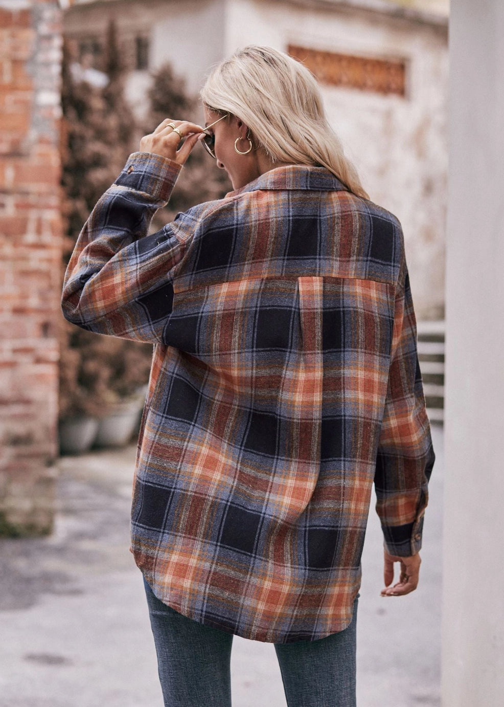 Oversized Loose Plaid Shirt