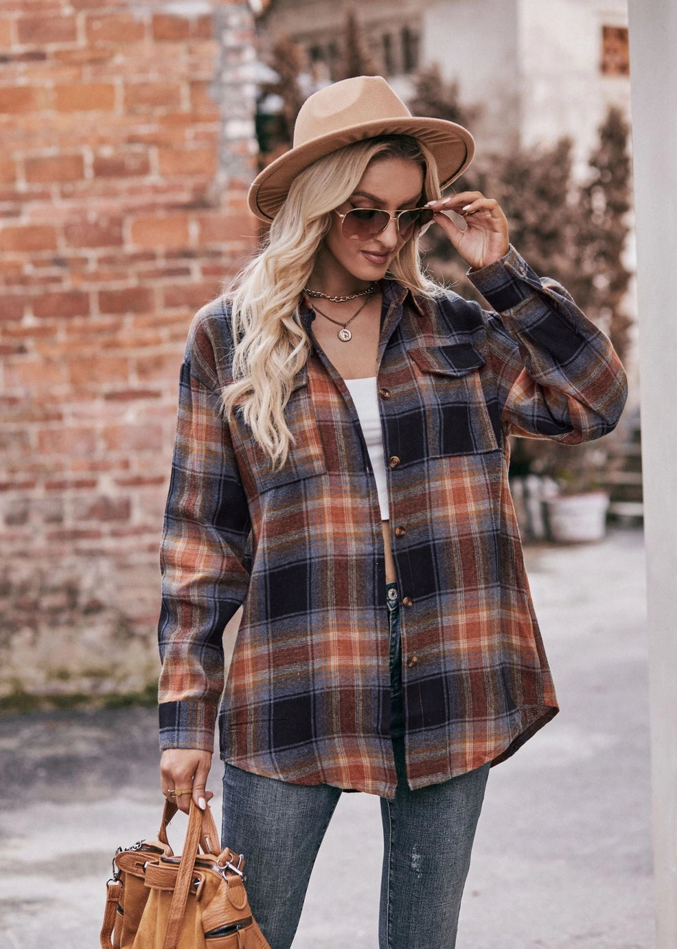 Oversized Loose Plaid Shirt