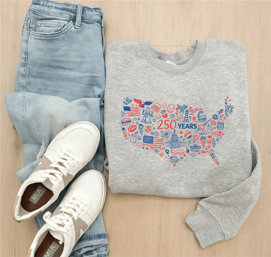 PREORDER: USA map sketch 250 years sweatshirt