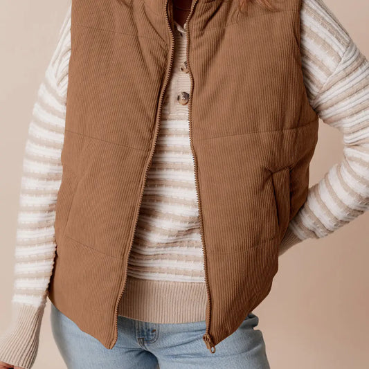 PREORDER: Natalia Corduroy Zipped Puffer Vest