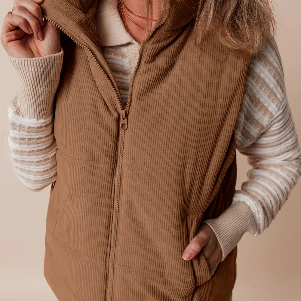 PREORDER: Natalia Corduroy Zipped Puffer Vest